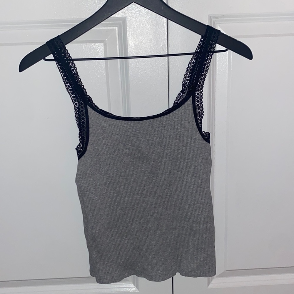 Victoria’s Secret grey black lace tank